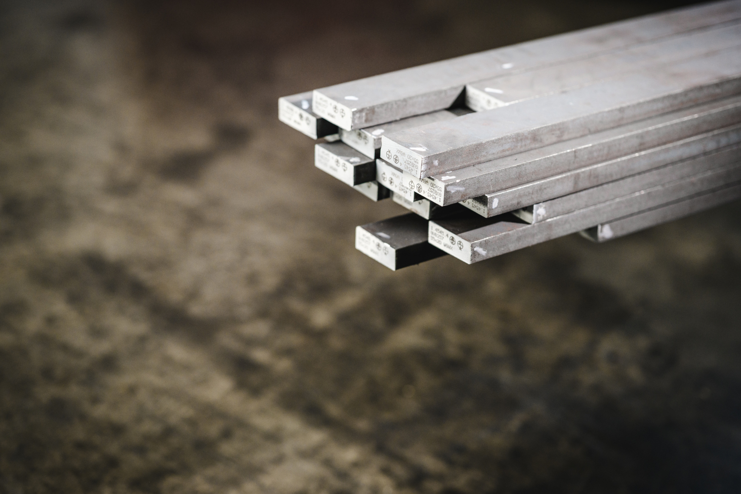 Flat bar stock, stacked and sorted