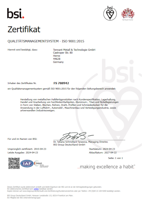 AS/EN 9001 certificate